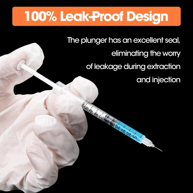 Alt view image 5 of 7 - 100 Pcs U-100 0.5cc Syringe 31g 1/4in (6mm) Disposable Lab Syringes Individually Packaged