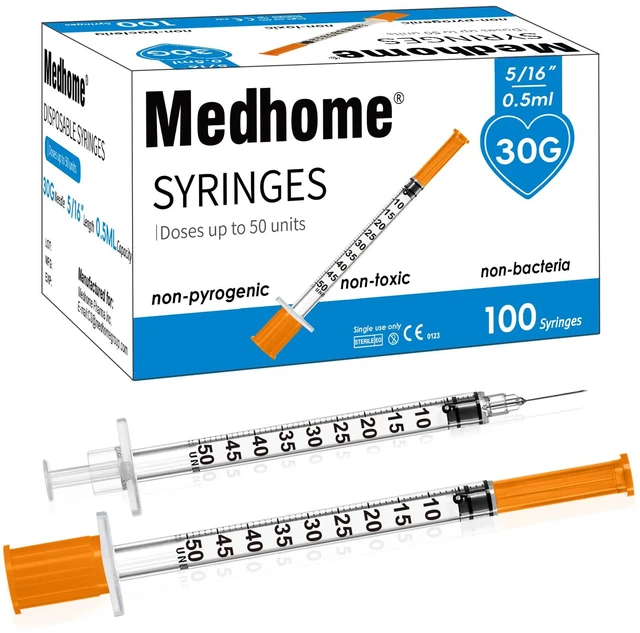 Main image of 0.5ml 30G 5/16" Syringes, Lab Syringes Individually Wrapped pack of 100
