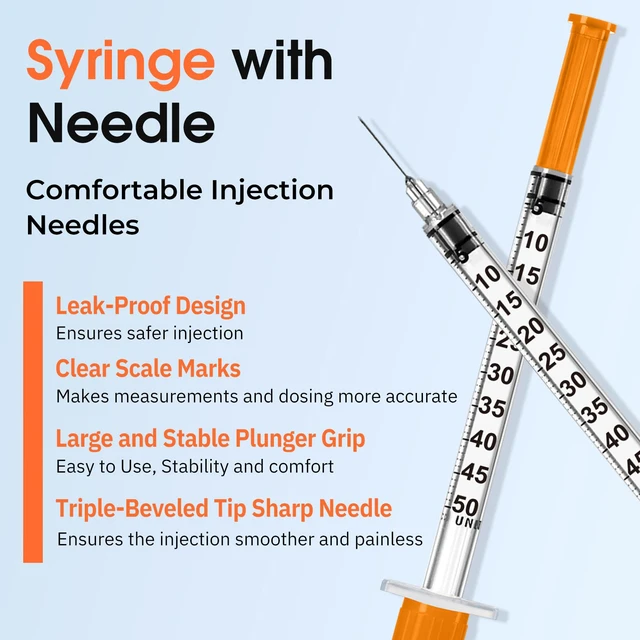 Alt view image 6 of 7 - 0.5ml 30G 5/16" Syringes, Lab Syringes Individually Wrapped pack of 100