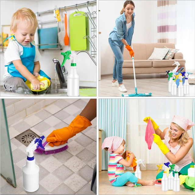 Alt view image 7 of 7 - 12 Pcs 16 Oz Plastic Spray Bottles Reusable adjustable sprayers for water, cleaners, plants and household tasks; bulk pack for home or commercial use