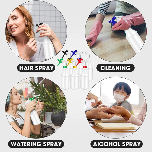 Alt view image 5 of 7 - 12 Pcs 16 Oz Plastic Spray Bottles Reusable adjustable sprayers for water, cleaners, plants and household tasks; bulk pack for home or commercial use