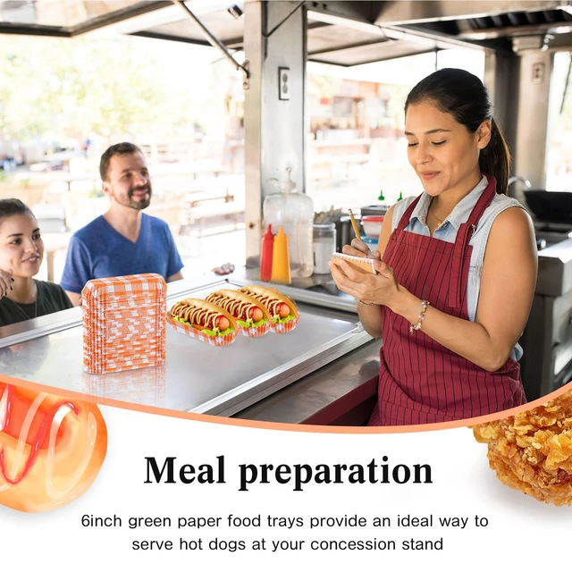 Alt view image 5 of 7 - 300 Pcs Paper Hot Dog Trays Valentine's Day 6 Inch Food Trays Concession Stand Supplies Disposable Hot Dog Holder Paper Hotdog Boats Rectangular Liners for Christmas Party (Pack of 3)