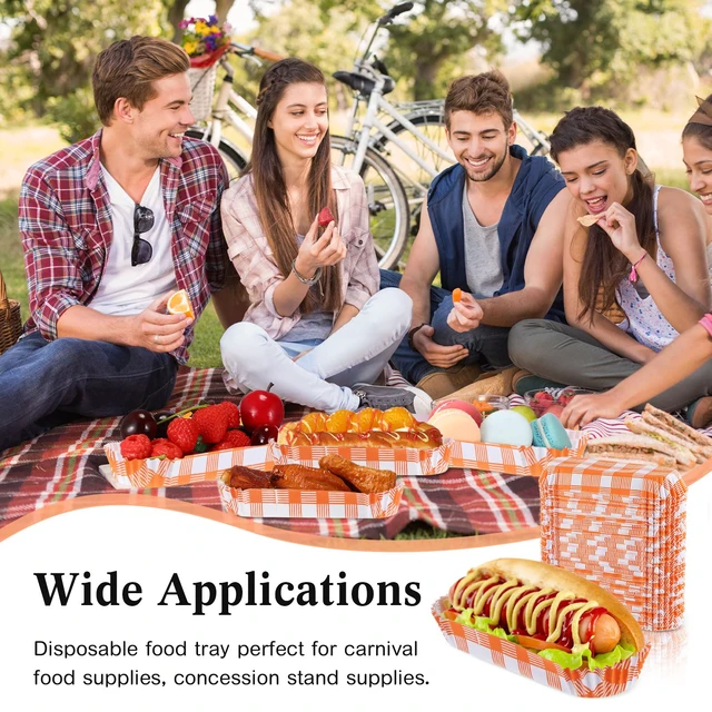 Alt view image 6 of 7 - 300 Pcs Paper Hot Dog Trays Valentine's Day 6 Inch Food Trays Concession Stand Supplies Disposable Hot Dog Holder Paper Hotdog Boats Rectangular Liners for Christmas Party (Pack of 3)