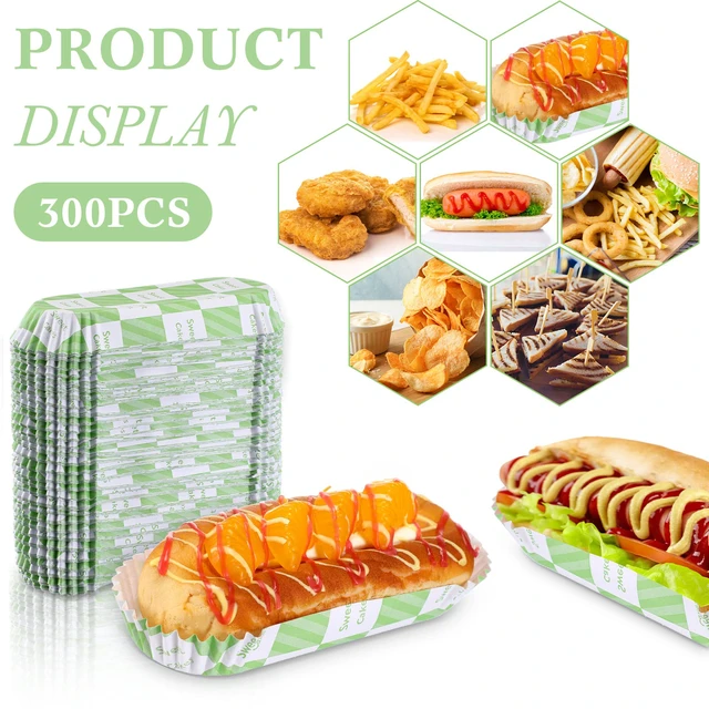 Alt view image 3 of 7 - 300 Pcs Paper Hot Dog Trays Valentine's Day 6 Inch Food Trays Concession Stand Supplies Disposable Hot Dog Holder Paper Hotdog Boats Rectangular Liners for Christmas Party (Pack of 3)