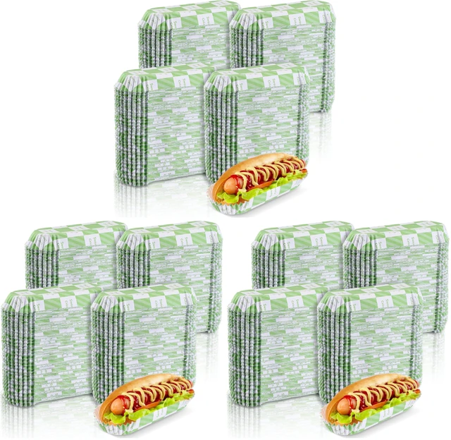 Main image of 300 Pcs Paper Hot Dog Trays Valentine's Day 6 Inch Food Trays Concession Stand Supplies Disposable Hot Dog Holder Paper Hotdog Boats Rectangular Liners for Christmas Party (Pack of 3)