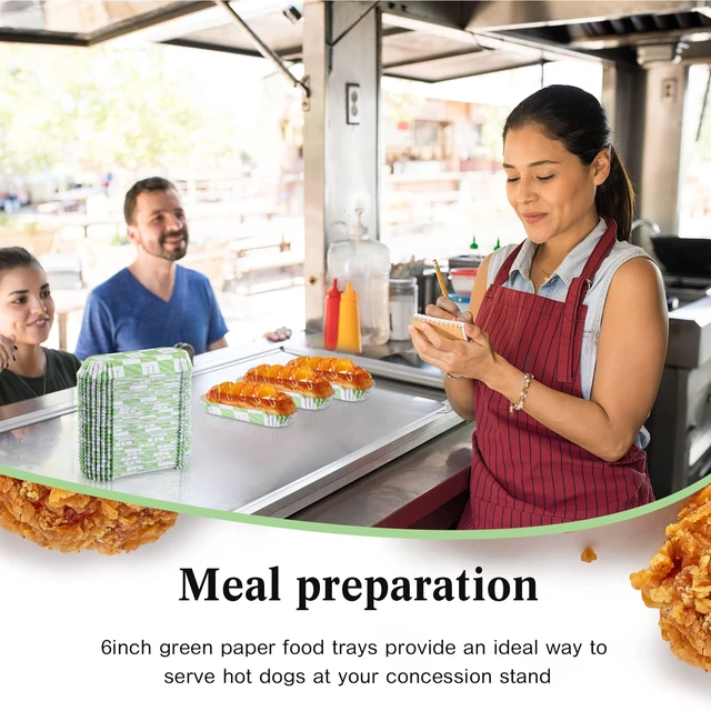 Alt view image 5 of 7 - 300 Pcs Paper Hot Dog Trays Valentine's Day 6 Inch Food Trays Concession Stand Supplies Disposable Hot Dog Holder Paper Hotdog Boats Rectangular Liners for Christmas Party (Pack of 3)