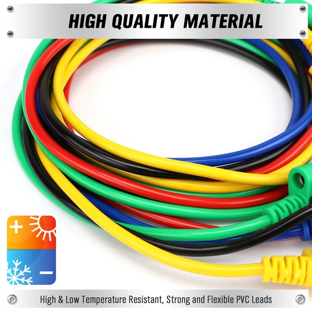Alt view image 4 of 7 - 5-Piece Dual-Ended Banana Plug Test Leads, 1000V 15A 3.5ft/1M Multimeter Electrical 4mm Banana-Plug, Flexible Copper Banana Cable, Electrical Test Wires