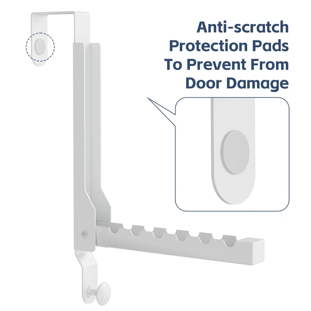 Alt view image 5 of 7 - 4 Pack Over The Door Hanger Foldable Over The Door HooksRust-Resistant Overdoor Hanger Hook for Laundry (Clothes Drying Rack)&Bathroom (Towel Rack) Small Portable,White