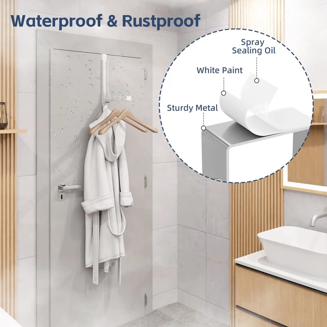 Alt view image 4 of 7 - 4 Pack Over The Door Hanger Foldable Over The Door HooksRust-Resistant Overdoor Hanger Hook for Laundry (Clothes Drying Rack)&Bathroom (Towel Rack) Small Portable,White