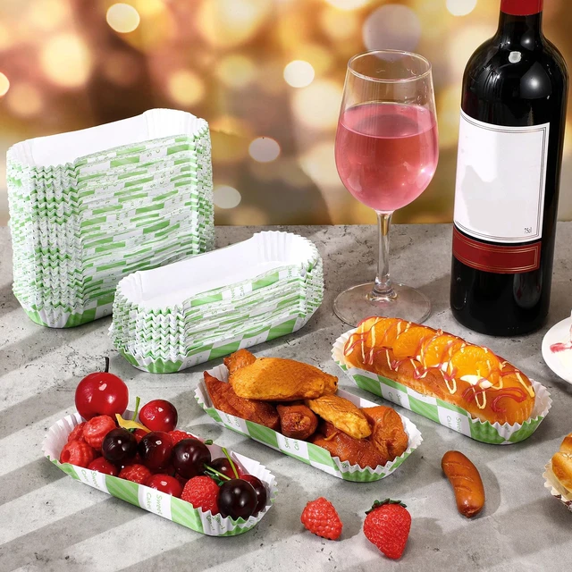 Alt view image 7 of 7 - 300 Pcs Paper Hot Dog Trays Valentine's Day 6 Inch Food Trays Concession Stand Supplies Disposable Hot Dog Holder Paper Hotdog Boats Rectangular Liners for Christmas Party (Pack of 3)