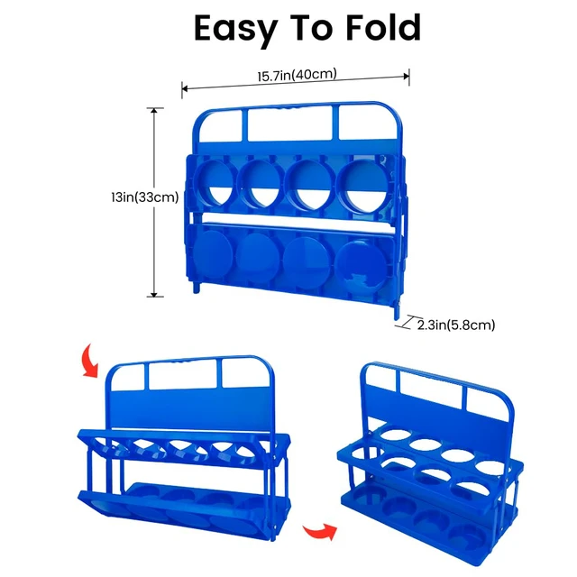 Alt view image 3 of 7 - 8 Cup Drink Carrier with Handle, Plastic Cup Carriers for Drinks, Drink Holder for Car, Take Out Delivery Drivers Accessories, Portable Foldable Reusable Mobile, Use for Food Delivery Bag, Blue