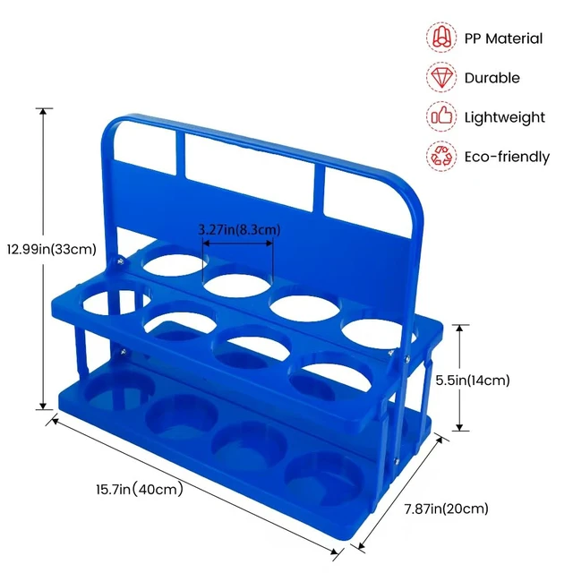 Alt view image 4 of 7 - 8 Cup Drink Carrier with Handle, Plastic Cup Carriers for Drinks, Drink Holder for Car, Take Out Delivery Drivers Accessories, Portable Foldable Reusable Mobile, Use for Food Delivery Bag, Blue