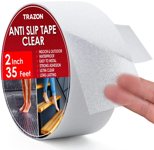 Main image of Grip Tape - Heavy Duty Anti Slip Tape Clear Outdoor/Indoor 2In*35Ft, Non Slip Roll/Stickers Easy to Cut Waterproof for Bathtub, Shower Floor, Pool, Stairs Safety Non Skid, Comfortable for Bare Foot