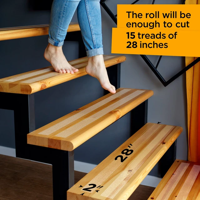 Alt view image 4 of 6 - Grip Tape - Heavy Duty Anti Slip Tape Clear Outdoor/Indoor 2In*35Ft, Non Slip Roll/Stickers Easy to Cut Waterproof for Bathtub, Shower Floor, Pool, Stairs Safety Non Skid, Comfortable for Bare Foot