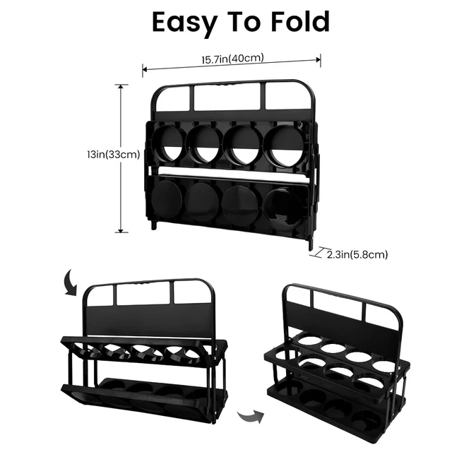 Alt view image 2 of 7 - 8 Cup Drink Carrier with Handle, Drink Cup Holder for Food Delivery Plastic Cup Carriers for Drinks for Car, Take Out Food Delivery Drivers Accessories, Portable Foldable Reusable, Drink Caddy