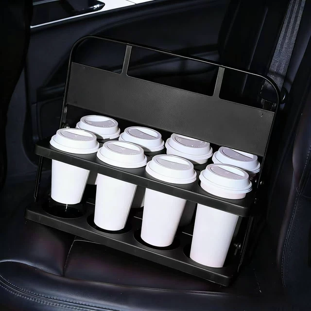 Alt view image 4 of 7 - 8 Cup Drink Carrier with Handle, Drink Cup Holder for Food Delivery Plastic Cup Carriers for Drinks for Car, Take Out Food Delivery Drivers Accessories, Portable Foldable Reusable, Drink Caddy