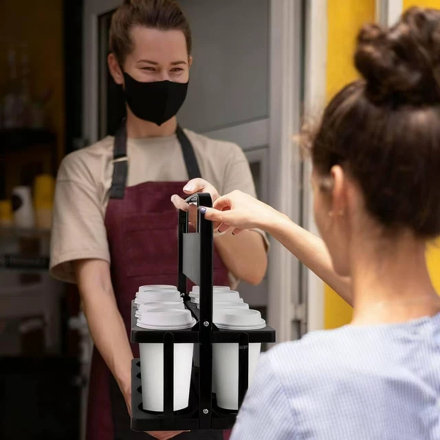Alt view image 5 of 7 - 8 Cup Drink Carrier with Handle, Drink Cup Holder for Food Delivery Plastic Cup Carriers for Drinks for Car, Take Out Food Delivery Drivers Accessories, Portable Foldable Reusable, Drink Caddy