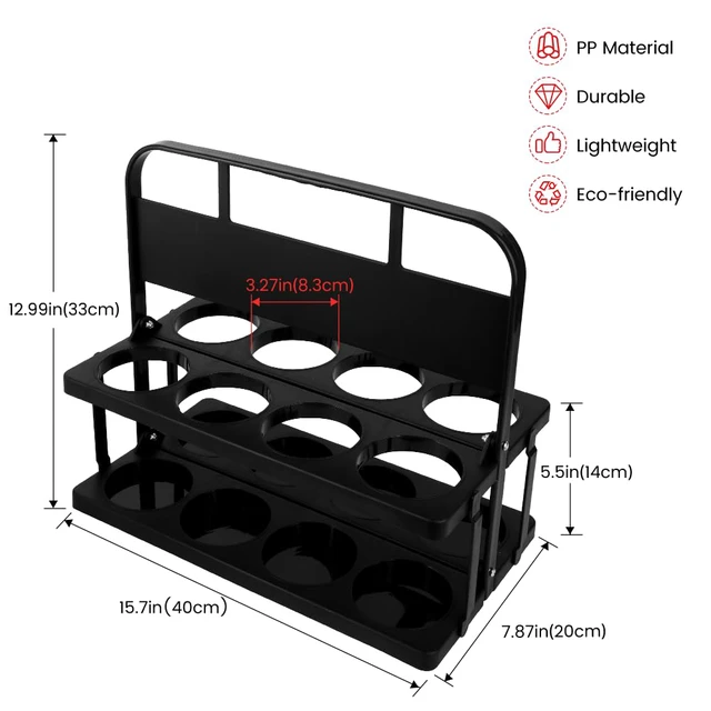 Alt view image 7 of 7 - 8 Cup Drink Carrier with Handle, Drink Cup Holder for Food Delivery Plastic Cup Carriers for Drinks for Car, Take Out Food Delivery Drivers Accessories, Portable Foldable Reusable, Drink Caddy
