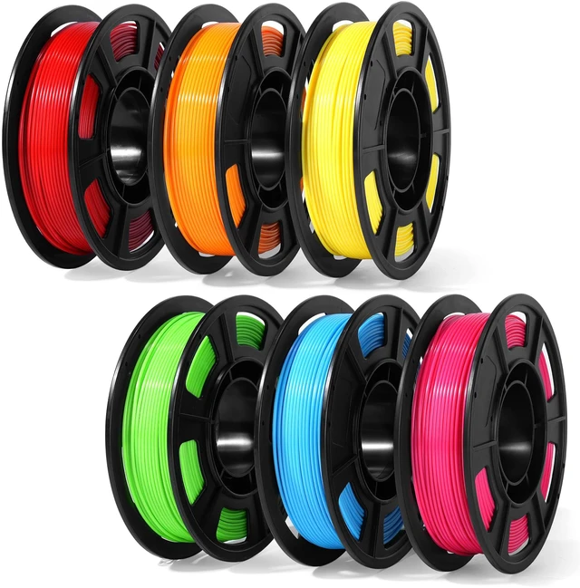 Main image of PLA 3D Printer Filament Bundle 250g, 1.75mm/±0.02mm 6 Colors 1.5KG Multicolor PLA Compatible with Most FDM 3D Printers, Red, Pink, Orange, Yellow, Green, Sky Blue for Beginners, Vacuum-Sealed