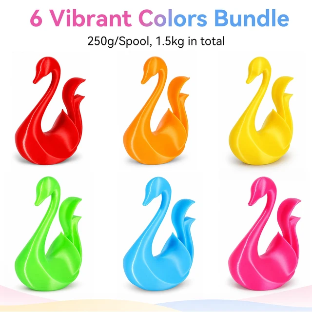 Alt view image 4 of 7 - PLA 3D Printer Filament Bundle 250g, 1.75mm/±0.02mm 6 Colors 1.5KG Multicolor PLA Compatible with Most FDM 3D Printers, Red, Pink, Orange, Yellow, Green, Sky Blue for Beginners, Vacuum-Sealed