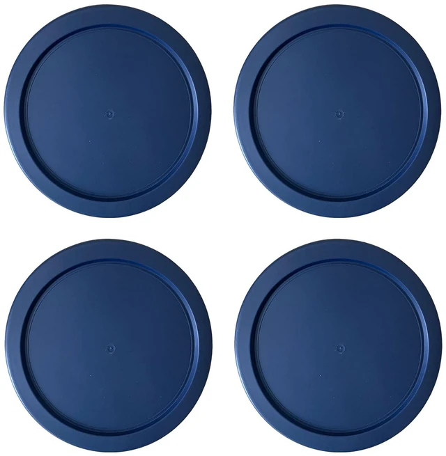 Main image of Replacement Lids fits Pyrex 4-Cup Glass Food Storage Container Bowls, 6-Inch Plastic Round Lids Covers for Pyrex 7201-PC, Airtight & Leakproof (4-Pack, Blue)