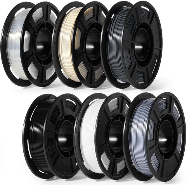 Main image of PLA 3D Printer Filament Bundle 250g, 1.75mm/±0.02mm 6 Colors 1.5KG Multicolor PLA Compatible with Most FDM 3D Printers, Black, White+, Clear,Gray+ for Beginners, Individually Vacuum-Sealed