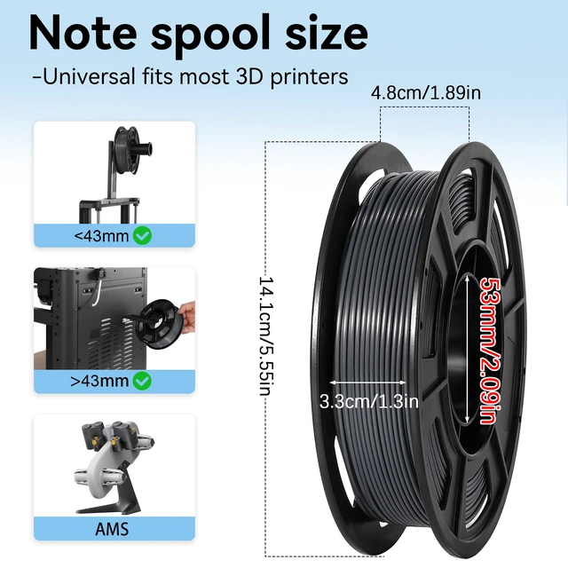 Alt view image 2 of 7 - PLA 3D Printer Filament Bundle 250g, 1.75mm/±0.02mm 6 Colors 1.5KG Multicolor PLA Compatible with Most FDM 3D Printers, Black, White+, Clear,Gray+ for Beginners, Individually Vacuum-Sealed