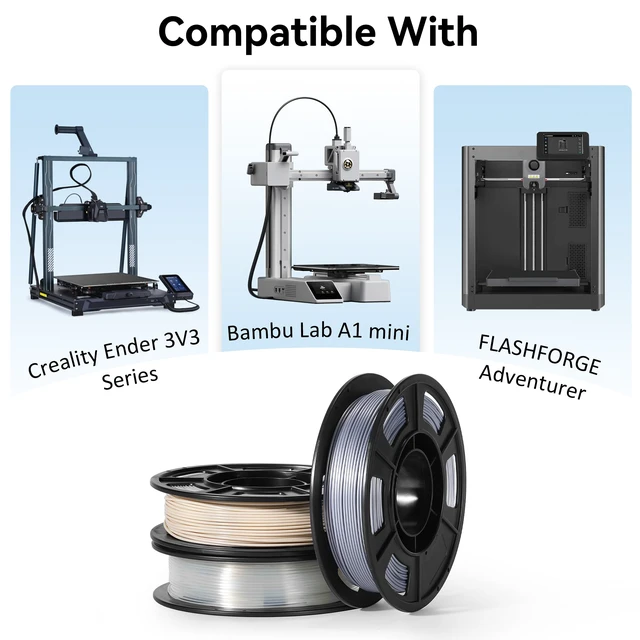 Alt view image 3 of 7 - PLA 3D Printer Filament Bundle 250g, 1.75mm/±0.02mm 6 Colors 1.5KG Multicolor PLA Compatible with Most FDM 3D Printers, Black, White+, Clear,Gray+ for Beginners, Individually Vacuum-Sealed