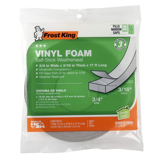 Alt view image 2 of 6 - Vinyl Foam Tape - Closed Cell - Moderate Compression, 3/4" W, 3/16" Thick, 17' L, Charcoal