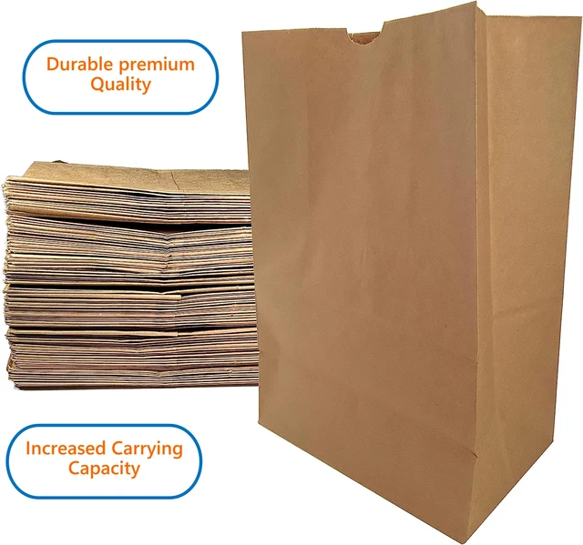 Alt view image 3 of 6 - 57 Lb Large Kraft Paper Grocery Bags - 100 Count, 12 x 17 x 7 - Durable, Reusable & Eco-Friendly Shopping Bags, Brown Kraft Take-Out Bags for Retail, To-Go, Any Occasion