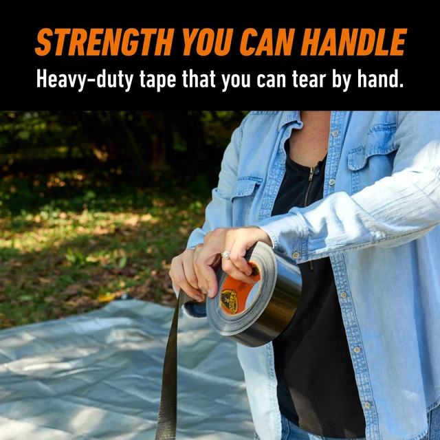 Alt view image 4 of 7 - Tape; Duct; Utility; Triple Layer Strength; Indoor & Outdoor; Weather Resistant Shell; 1.88 in x 10 yd; Black; (Pack of 2)