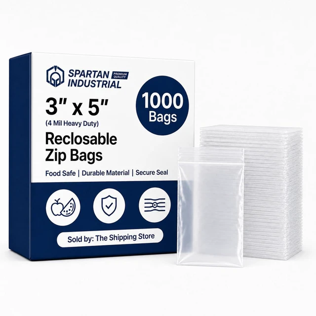 Main image of 3x5 Heavy Duty Zipper Bags, 4 Mil Clear Bags for Small Parts, 1000 Count 4 Mil clear LDPE, heavy-duty resealable zip closure, food-safe, for candy and jewelry, business card packaging