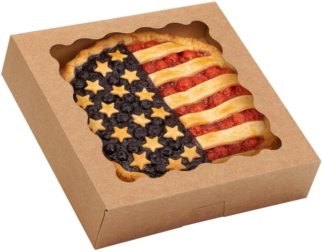 Main image of 60pcs 10x10x2.5 Pie Boxes Auto-Popup Bakery Boxes with Window, Cookie Boxes Auto-Popup Food Grade Cookie Boxes, Easy to Assemble and Carry, Suitable for Birthday Dessert, Donuts