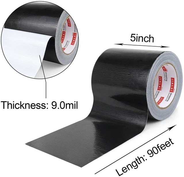 Alt view image 2 of 7 - Wide Duct Tape, Industrial Grade 30Yards (90 ft) Wide Tape 5'' Duct, 9 Mil Heavy-Duty, Waterproof, Strong, Flexible, No Residue, for Crafts & Home Improvement (Black, 5'' x 90ft)