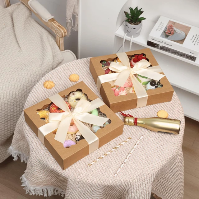 Alt view image 7 of 7 - 60pcs 10x10x2.5 Pie Boxes Auto-Popup Bakery Boxes with Window, Cookie Boxes Auto-Popup Food Grade Cookie Boxes, Easy to Assemble and Carry, Suitable for Birthday Dessert, Donuts