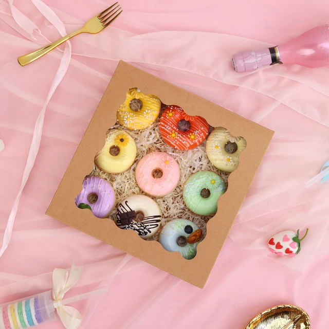 Alt view image 5 of 7 - 60pcs 10x10x2.5 Pie Boxes Auto-Popup Bakery Boxes with Window, Cookie Boxes Auto-Popup Food Grade Cookie Boxes, Easy to Assemble and Carry, Suitable for Birthday Dessert, Donuts