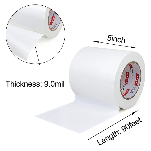 Alt view image 2 of 7 - Wide Duct Tape, Industrial Grade 30Yards (90 ft) Wide Tape 5'' Duct, 9 Mil Heavy-Duty, Waterproof, Strong, Flexible, No Residue, for Crafts & Home Improvement (White, 5'' x 90ft)