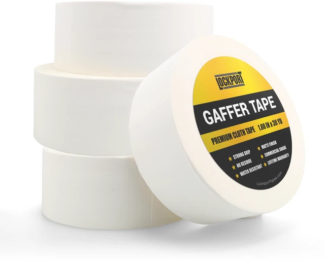Main image of White Gaffer Tape 4 Pack - 2 Inch x 30 Yards Pro Matte Gaff Tape Gaffers Tape Heavy-Duty Professional Grade, Water Resistant, Non-Reflective Matte, Residue-Free, Hand-Tearable for Stage