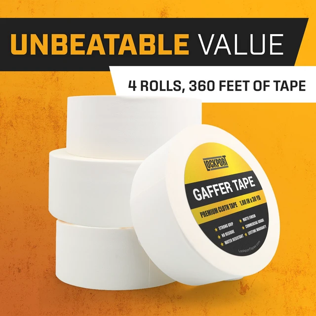 Alt view image 6 of 7 - White Gaffer Tape 4 Pack - 2 Inch x 30 Yards Pro Matte Gaff Tape Gaffers Tape Heavy-Duty Professional Grade, Water Resistant, Non-Reflective Matte, Residue-Free, Hand-Tearable for Stage