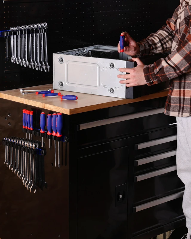 Alt view image 7 of 7 - Magnetic Screwdriver and Wrench Organizer Set, 36-Slot Tool Holders 3-Pack Aluminum Rails, Magnetic Force, Flexible High-Tension Tool Clips, For Tool Box Drawer & Wall-Mount Storage