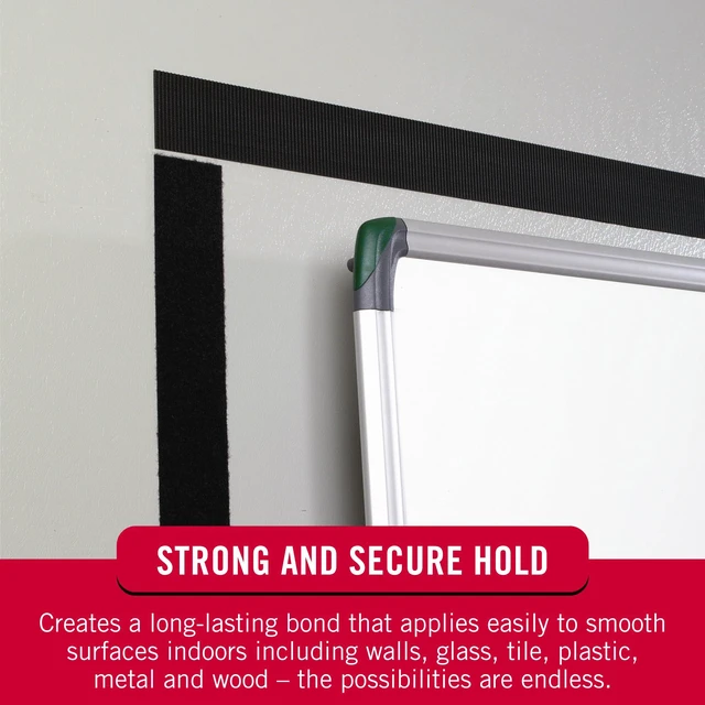 Alt view image 6 of 7 - Sticky Back Hook and Loop Fasteners, 30 Ft Tape Roll, Black Peel And Stick Permanent Adhesive Tape For Classrooms, Home And Office Organization; Cut To Length For Custom Projects