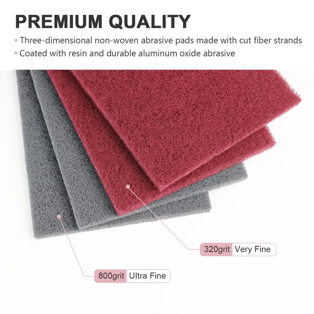 Alt view image 3 of 6 - 6"x9" Automotive Scuff Pad 8 Pack (7447&7448) - 4 Maroon(Fine) & 4 Gray(Ultra Fine), Wet/Dry Reusable Scuffing Pad for Paint Prep, Sanding - Auto Body, Woodworking & Handicrafts