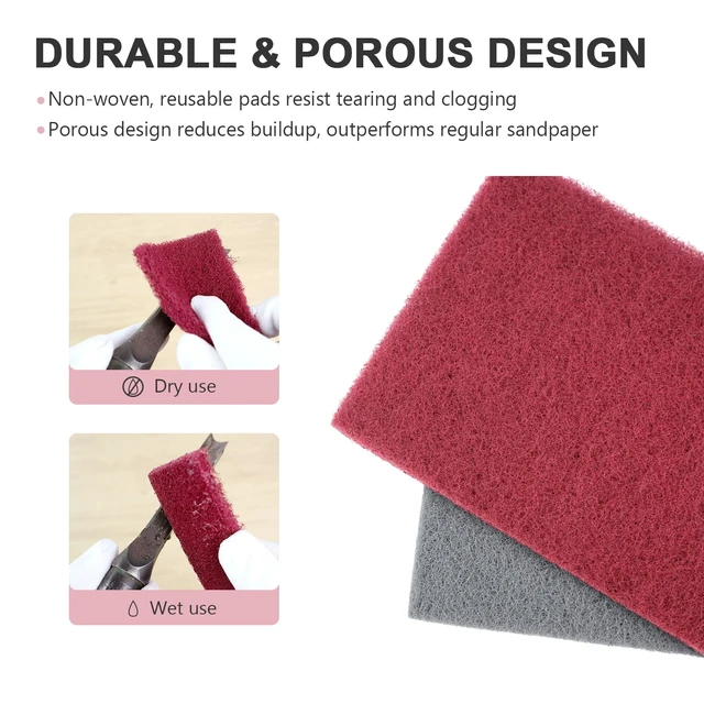 Alt view image 4 of 6 - 6"x9" Automotive Scuff Pad 8 Pack (7447&7448) - 4 Maroon(Fine) & 4 Gray(Ultra Fine), Wet/Dry Reusable Scuffing Pad for Paint Prep, Sanding - Auto Body, Woodworking & Handicrafts