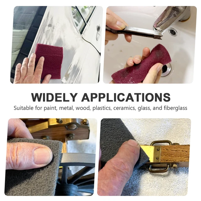 Alt view image 6 of 6 - 6"x9" Automotive Scuff Pad 8 Pack (7447&7448) - 4 Maroon(Fine) & 4 Gray(Ultra Fine), Wet/Dry Reusable Scuffing Pad for Paint Prep, Sanding - Auto Body, Woodworking & Handicrafts
