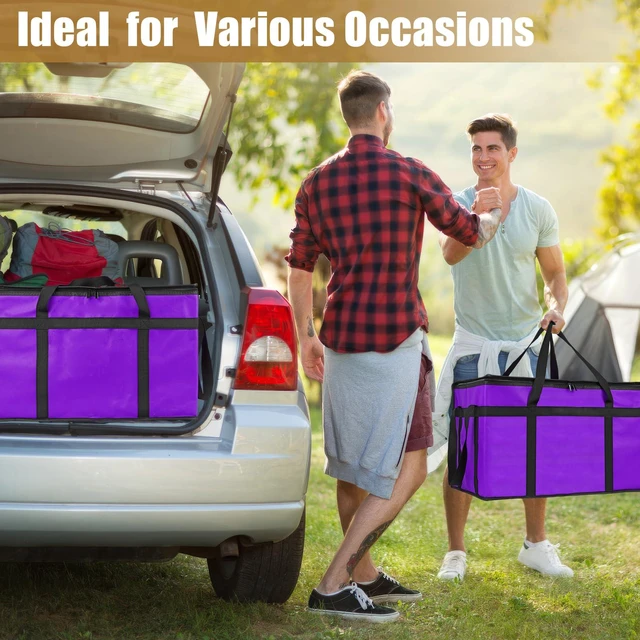 Alt view image 6 of 7 - Insulated Food Delivery Bag, XXXL Catering Bag for Keep Food Warming Large Capacity & Collapsible, Purple Pizza Cooler Bags for Grocery Shopping, Picnics, Takeout, Camping