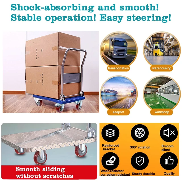 Alt view image 5 of 7 - 3 inch Casters Load 2000lbs -Includes Complete Screws Sets with Accessories -Lockable Bearing Plate Heavy Duty Caster with Brakes, 360-degree Swivel for Furniture and Workbench Cart, Set of 4