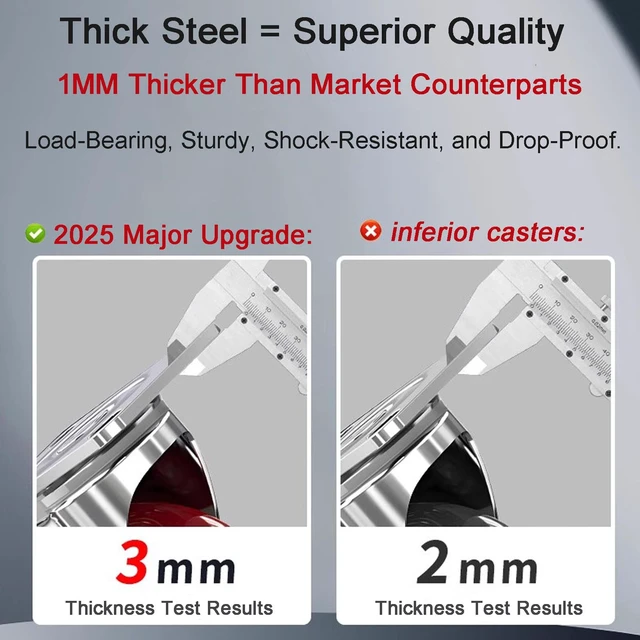 Alt view image 6 of 7 - 3 inch Casters Load 2000lbs -Includes Complete Screws Sets with Accessories -Lockable Bearing Plate Heavy Duty Caster with Brakes, 360-degree Swivel for Furniture and Workbench Cart, Set of 4