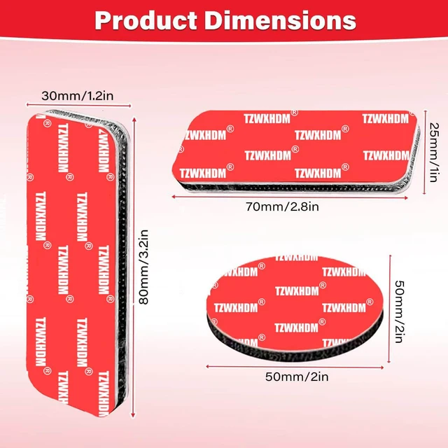 Alt view image 2 of 5 - 8 Sets Heavy Duty Hook and Loop Strips with Super Adhesive 1.2×3.2in,Strong Hold Indoor/Outdoor Mount on Wall, Glass, Tile, Metal, Wood, Waterproof, Heat-Resistant, for Rugs/Cables/Car