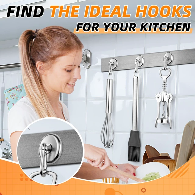 Alt view image 2 of 7 - 150 LBS Heavy Duty Magnetic Hook, Strong Magnetic Hooks, 10 Pack Magnetic Hooks with Swivel Carabiner, Magnetic Hooks for Hanging, Cruise Cabins, Office, Kitchen, RV