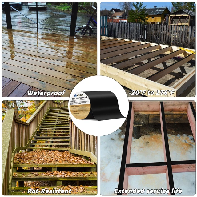 Alt view image 5 of 7 - 2 Rolls Butyl Joist Tape for decking, 6 Inch x 50 Feet Weatherproof Butyl Sealant Deck Tape Joist-Beam Deck Joist Tape Bulk for Wood Joists Decks Beams Roof